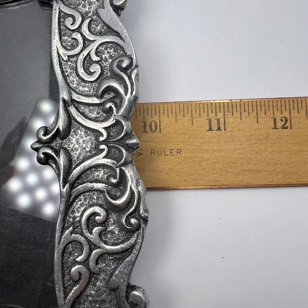 Vintage Pewter Filigree Heart Frame 5x7 Photo Ornate Celtic Knot Openwork Vtg